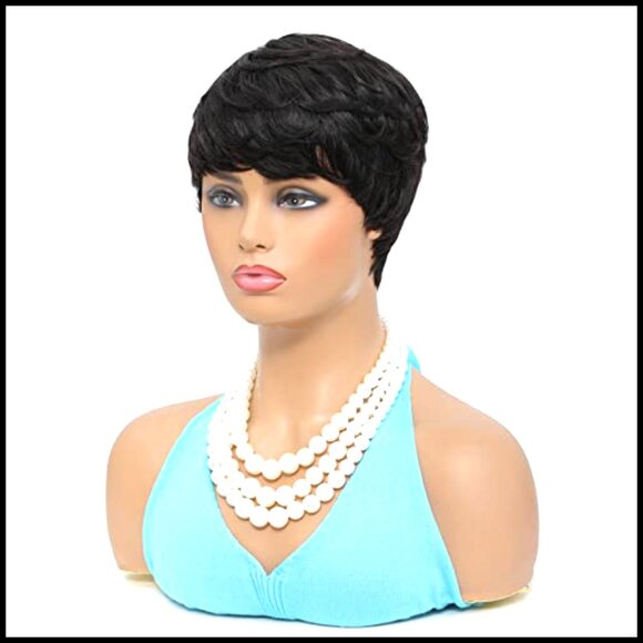 Short Pixie Cut Bob Wig Brazilian Human Hair Tangle Free Adjustable Cap main image 6